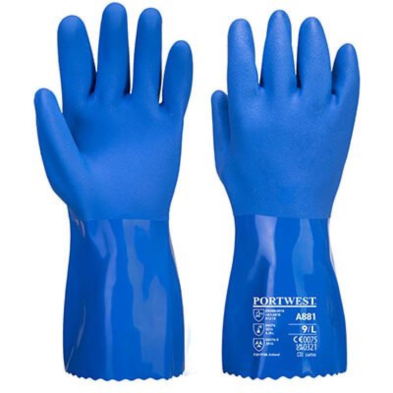 A881 - Chemiebestendige blauwe PVC handschoen