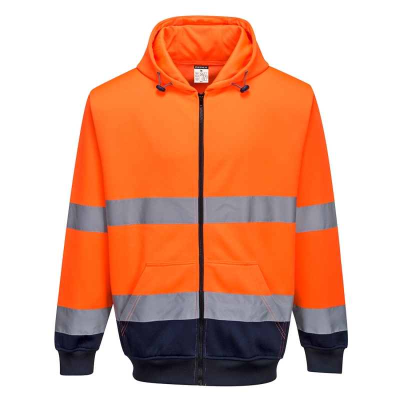 B317 - Hi-Vis Tweekleuren Hoody met rits