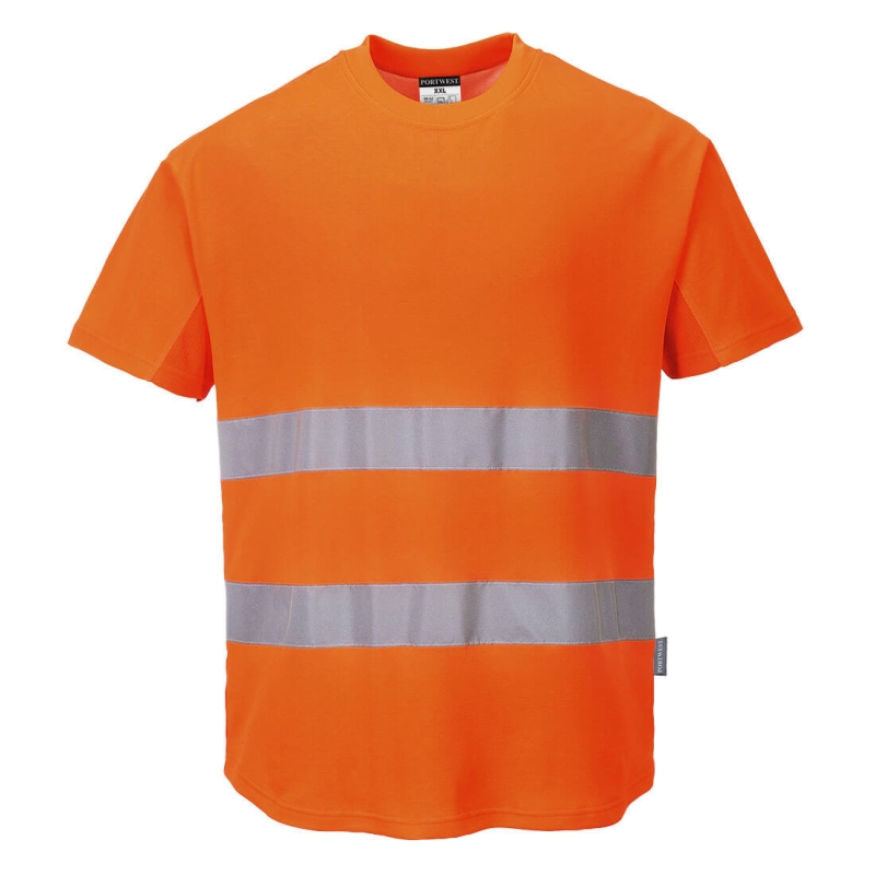 C394 - Hi-Vis Katoen Comfort Mesh Insert T-shirt S/S